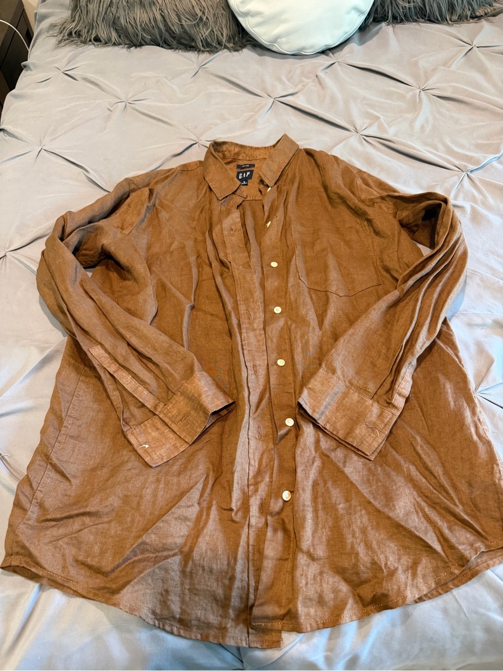 GAP Linen Lightweight Women’s Shirt Jacket in Warm Brown